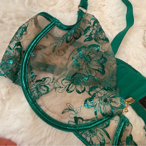 NWT Honey Birdette Willow Underwire plunge bra in Emerald size 38DDD - Picture 5 of 14